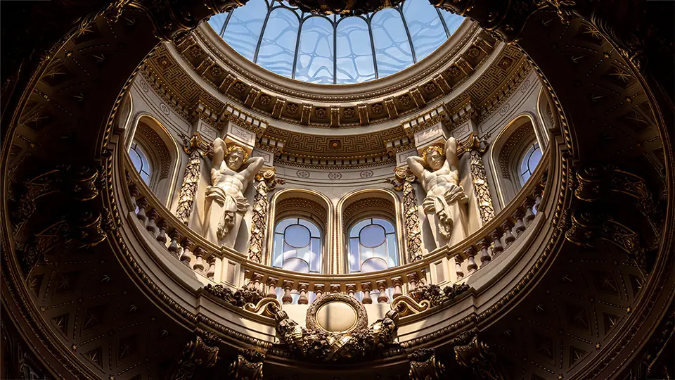 Muzeum Fitzwilliam w Cambridge i Palladian Entrance Hall oraz zdobiony oculus