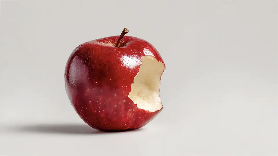 Ugryzione czerwone jabłko  AI.