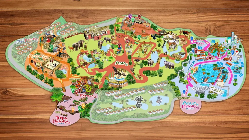 ZOO w Benidorm, Terra Natura, mapa parku.